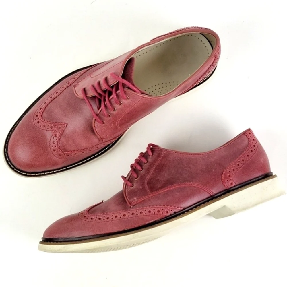 Cole Haan Franklin Nike Air Cushioned Red Leather Lace-up Wingtip Oxford Shoe
